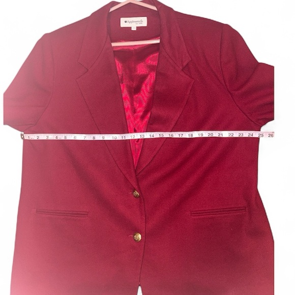 Appleseeds Red 100% Wool Blazer Coat Jacket Gold Buttons 22W EUC VTG Y2K Classic - Picture 12 of 17